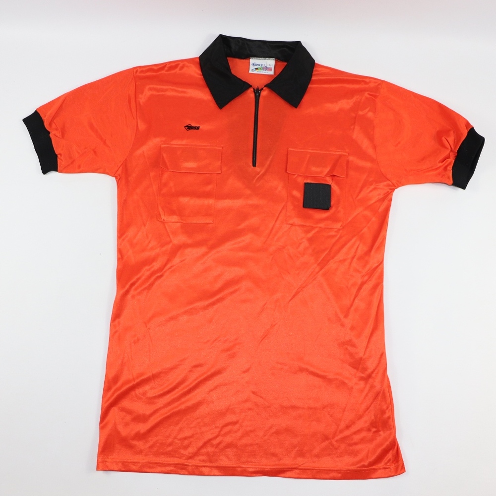 80s New Doss Mens Soccer Referee Jersey Orange - Picture 1 of 8
